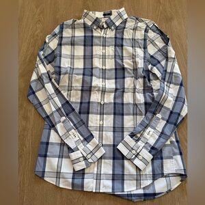 Express Navy and White Checkered Shirt